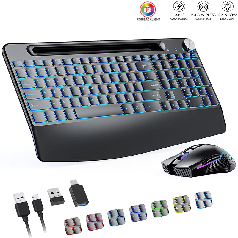 2.4G & C 타입 무선 키보드 마우스 콤보, 손목  - Rgb Keyboard Wrist Rest 리뷰 및 가격